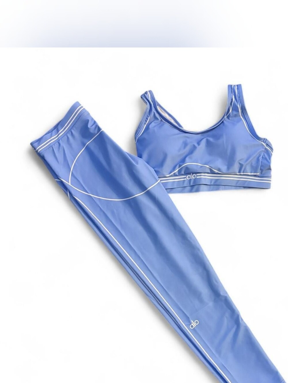 Alo Light Blue Sports Bra & Leggings Set